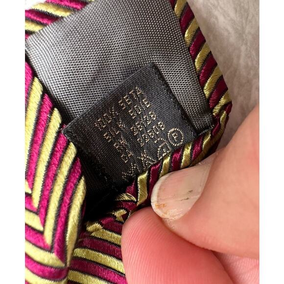 Vintage Echo Repp Tie Red + Gold Tie 100% Silk Tailored in Italy - Picture 5 of 8